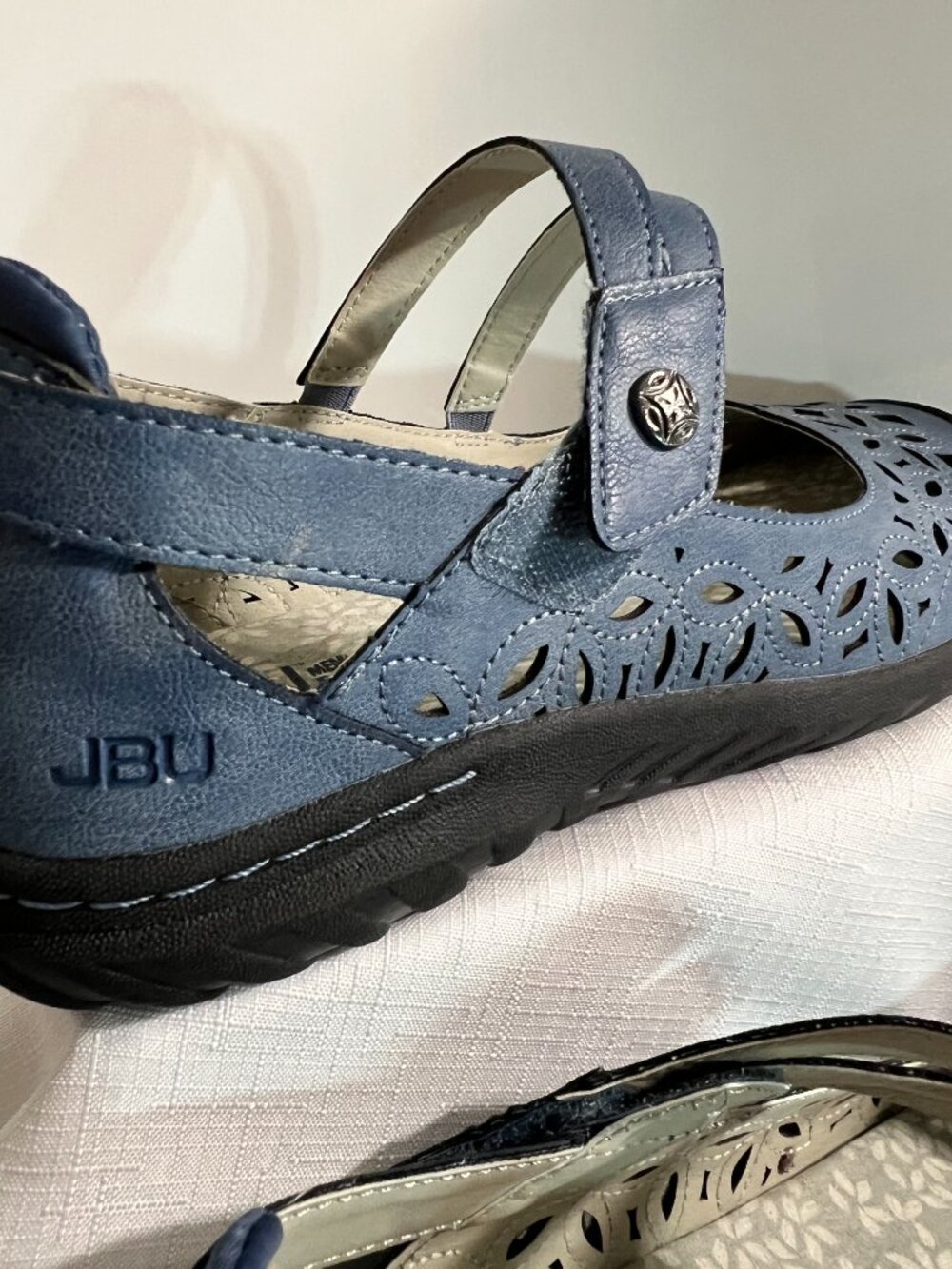 JBU Jambu Bellerose Encore Blue Laser Cut Mary Jane Comfort Flats Shoes 10M - Picture 5 of 12